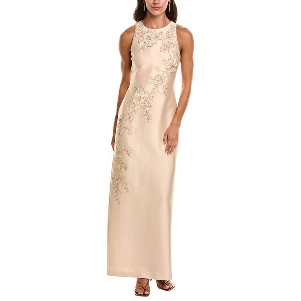 Badgley Mischka Womens Beaded Applique Gown, Brown